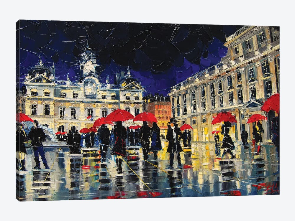 The Rendezvous Of Terreaux Square In Lyon by Mona Edulesco 1-piece Canvas Art Print