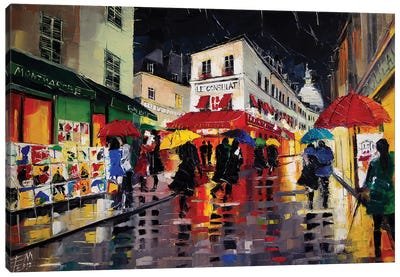 The Umbrellas Of Montmartre Canvas Art Print - Mona Edulesco