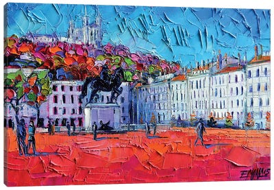 Urban Impression - Bellecour Square, Lyon Canvas Art Print - Lyon