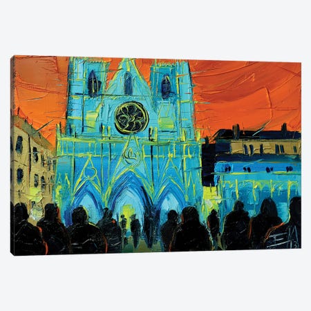 Urban Story - The Festival Of Lights In Lyon Canvas Print #MGE97} by Mona Edulesco Canvas Artwork