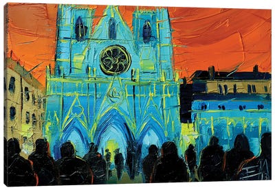 Urban Story - The Festival Of Lights In Lyon Canvas Art Print