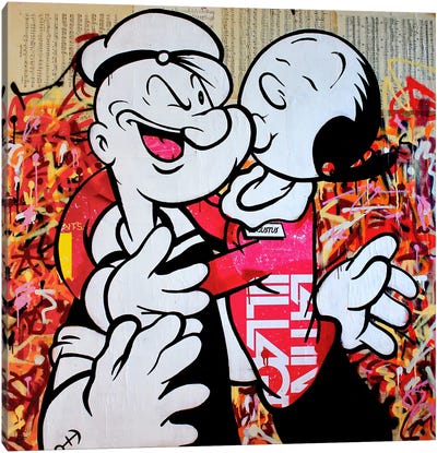 I Love Popeye Canvas Art Print - Cartoon & Animated TV Show Art