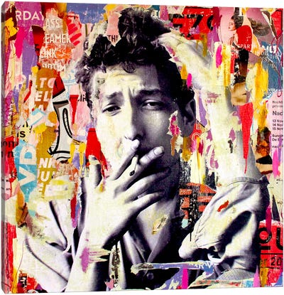 Bob Dylan Canvas Art Print - Multimedia Portraits