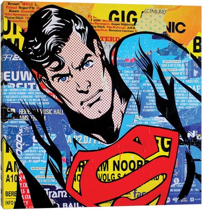 Superman Canvas Art Print - Comic Book Character Art