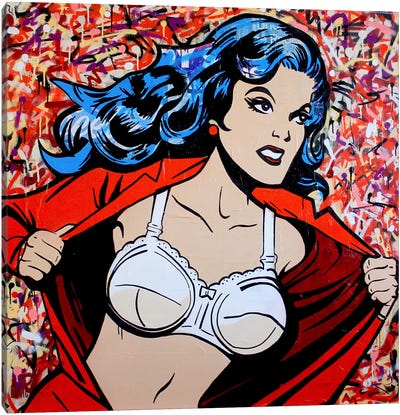 Wonder Woman II Canvas Art Print - Similar to Roy Lichtenstein