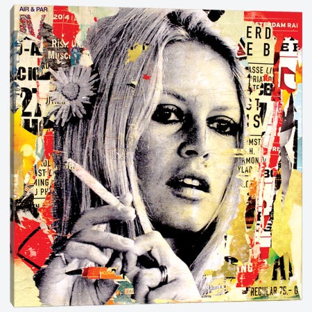 Brigitte Is Smoking Hot Canvas Print #MGF6} by Michiel Folkers Canvas Artwork