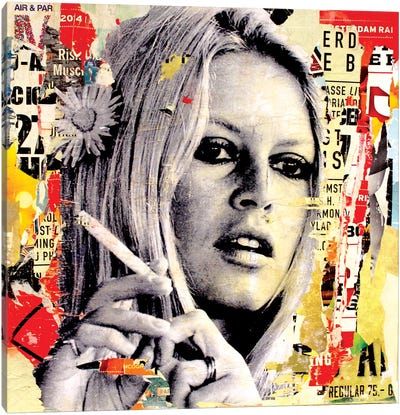 Brigitte Is Smoking Hot Canvas Art Print - Brigitte Bardot