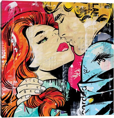 Red Love Canvas Art Print - Similar to Roy Lichtenstein