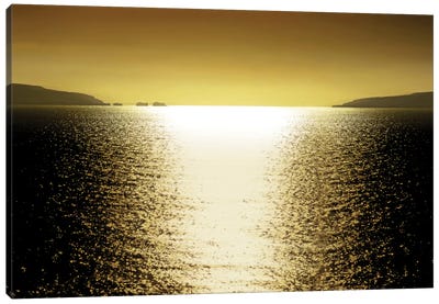Sunlight Reflection - Golden Canvas Art Print - Water Art