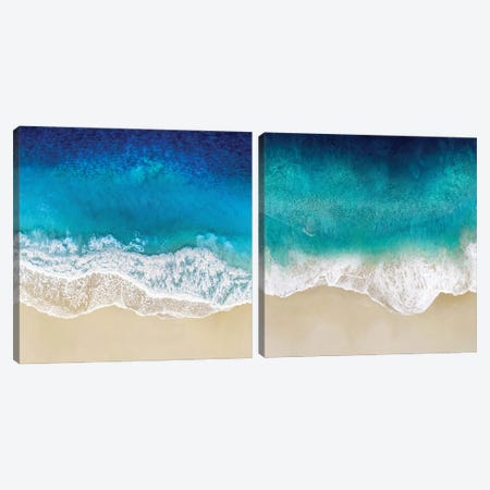 Aqua Ocean Waves Diptych Canvas Print Set #MGG2HSET001} by Maggie Olsen Canvas Art