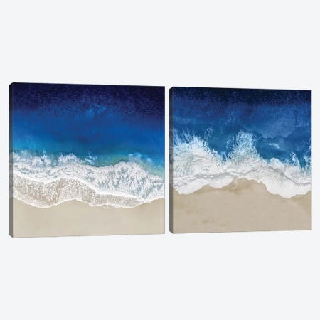 Indigo Ocean Waves Diptych Canvas Print Set #MGG2HSET002} by Maggie Olsen Canvas Wall Art