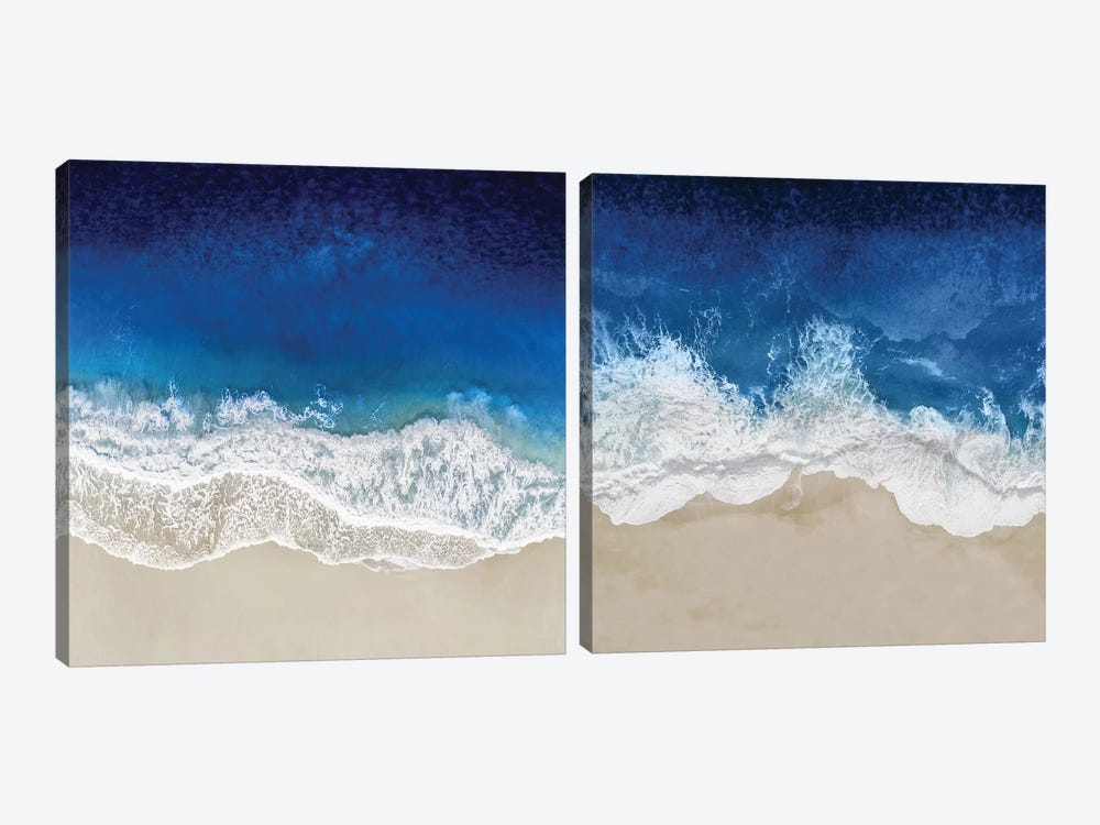Indigo Ocean Waves Diptych by Maggie Olsen 2-piece Canvas Art Print