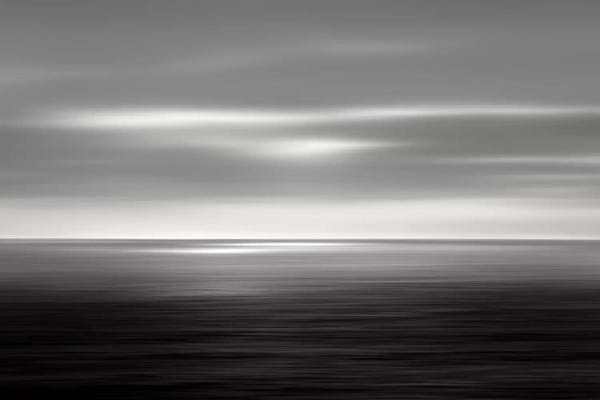 Black & White Scenic Art: On The Sea I by Maggie Olsen
