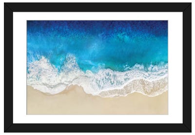 Aqua Ocean Waves From Above Paper Art Print - Beach Art