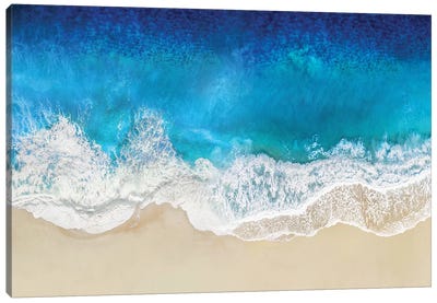 Aqua Ocean Waves From Above Canvas Art Print - Coastal Scenic Photography