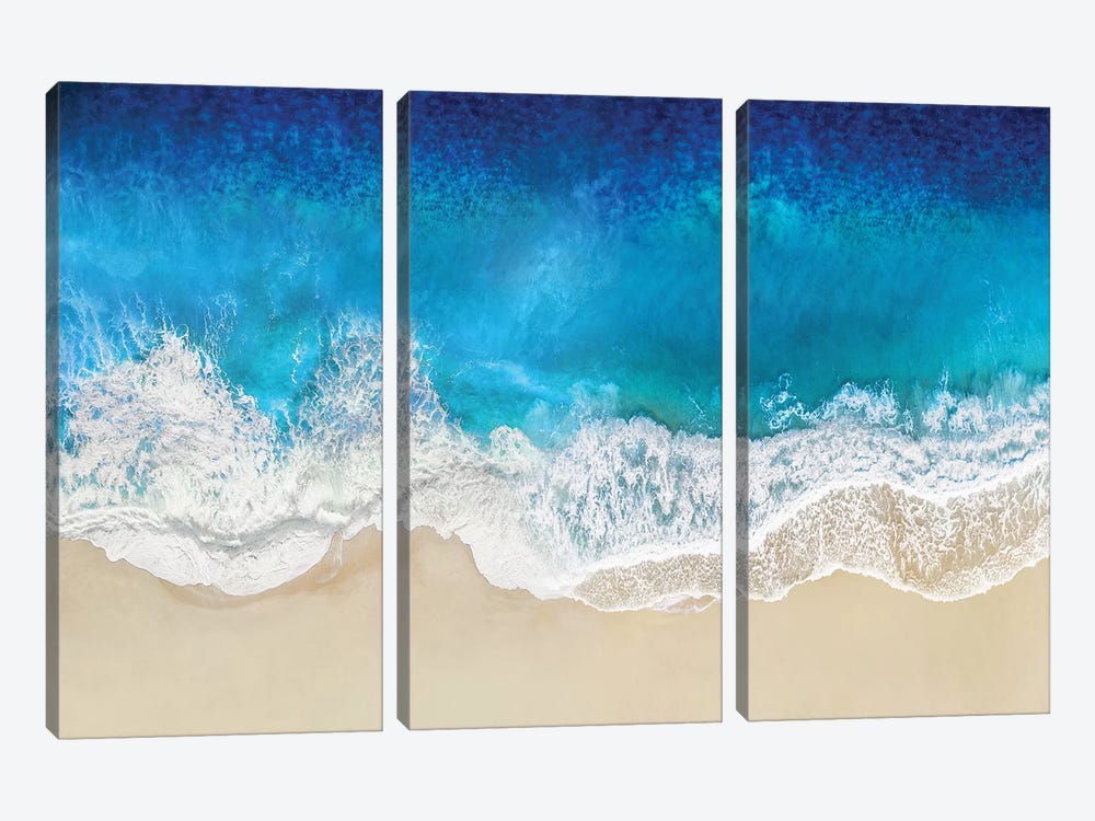Aqua Ocean Waves From Above by Maggie Olsen 3-piece Canvas Wall Art