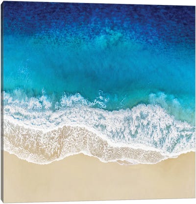 Aqua Ocean Waves I Canvas Art Print - Water Close-Up Art