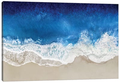 Indigo Waves From Above I Canvas Art Print - Large Coastal Art
