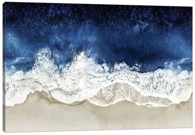 Indigo Waves From Above II Canvas Art Print - Large Coastal Art