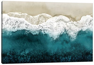 Teal Ocean Waves From Above II Canvas Art Print - Coastal Art