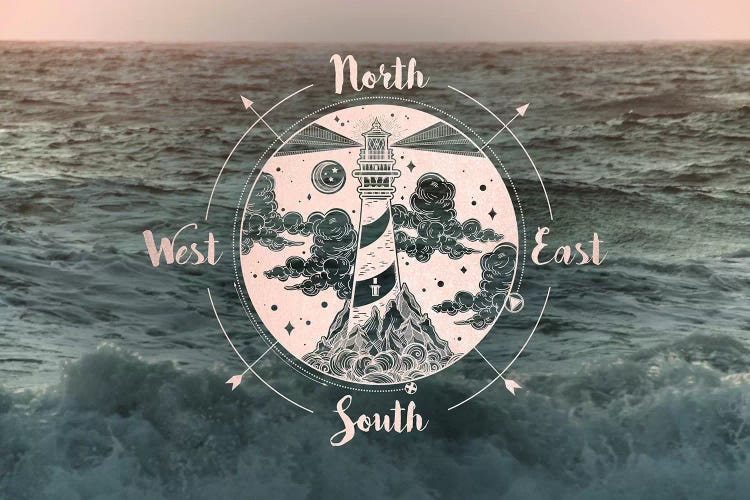 Ocean Sunset Sea Compass by Nature Magick wall art