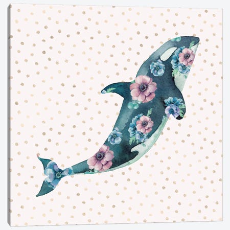 Pink And Blue Whale Ocean Floral Canvas Print #MGK106} by Nature Magick Canvas Artwork