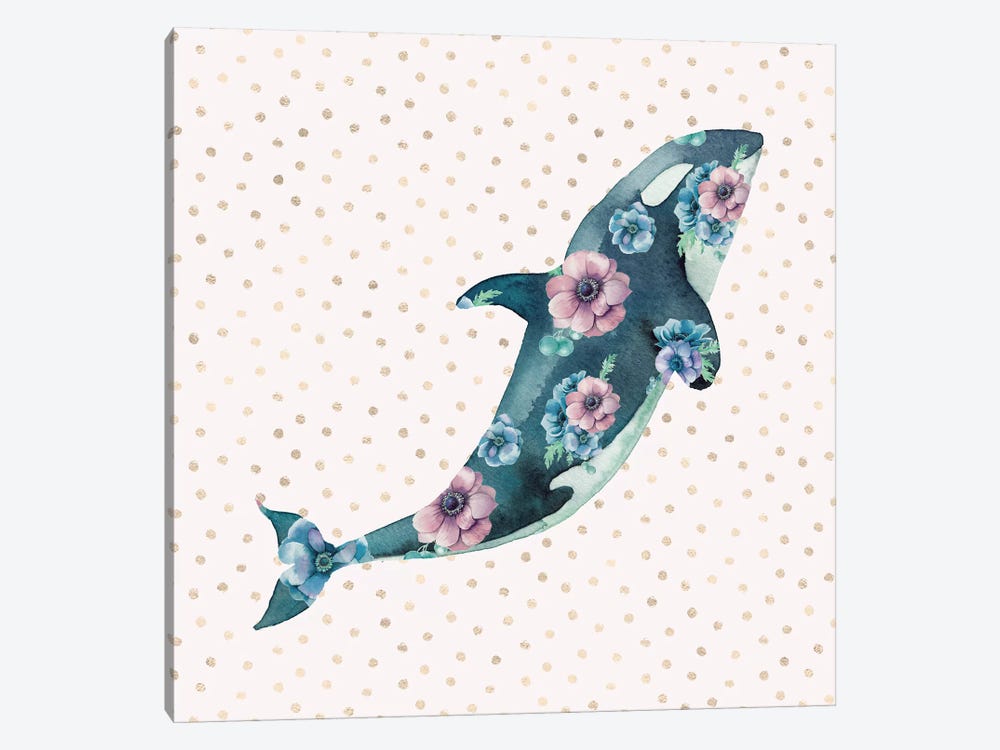 Pink And Blue Whale Ocean Floral by Nature Magick 1-piece Art Print