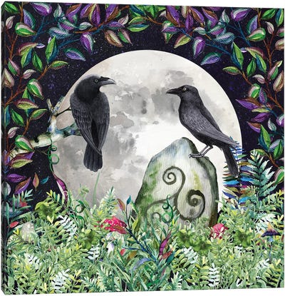 Raven Night Moon Magick Canvas Art Print - Nature Magick