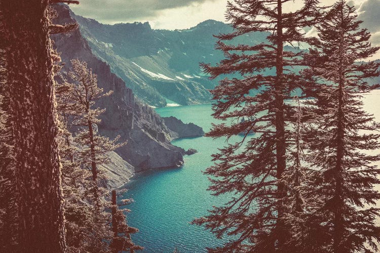 Retro Crater Lake Oregon, Pacific Northwest by Nature Magick wall art