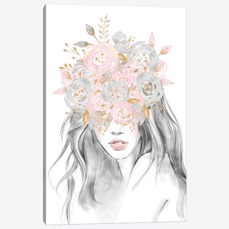 Rose Gold Flower Girl Canvas Print #MGK112} by Nature Magick Canvas Wall Art