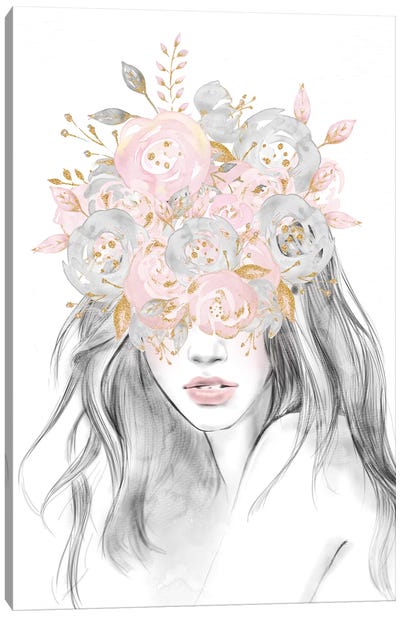 Rose Gold Flower Girl Canvas Art Print - Nature Magick