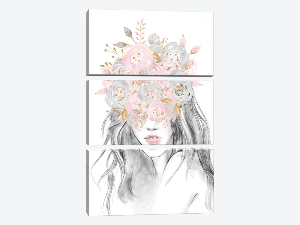 Rose Gold Flower Girl by Nature Magick 3-piece Canvas Wall Art