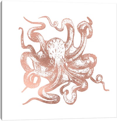 Rose Gold Octopus Canvas Art Print - Octopus Art