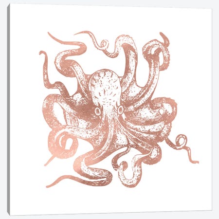 Rose Gold Octopus Canvas Print #MGK139} by Nature Magick Canvas Wall Art