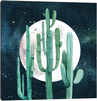 Southwestern Green Cactus Trio I Canvas Art Print - Nature Magick