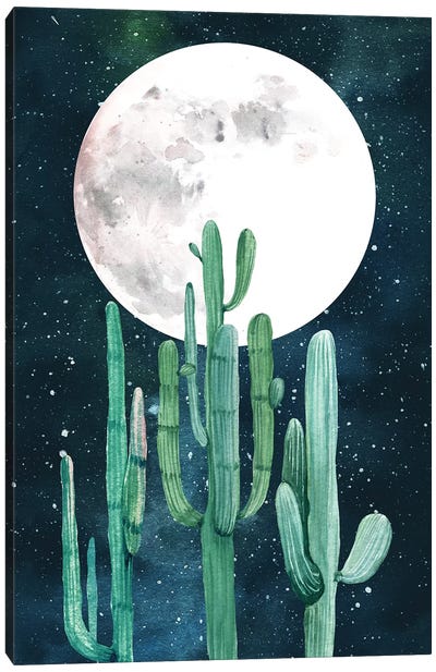 Southwestern Green Cactus Trio II Canvas Art Print - Cactus Art