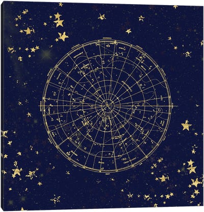Star Map Night Sky  II Canvas Art Print - Celestial Maps
