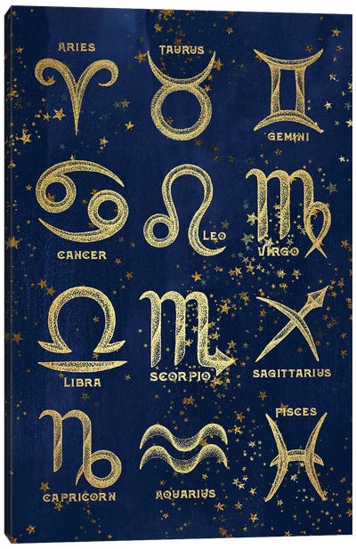 The 12 Zodiac Signs Canvas Art Print - Indigo Art