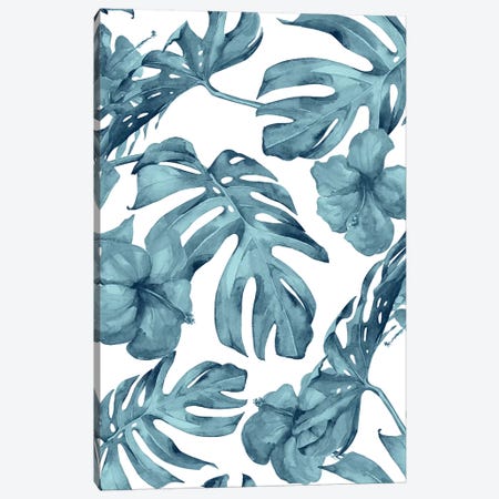Tropical Palm Leaves And Hibiscus Flowers Canvas Print #MGK173} by Nature Magick Canvas Art