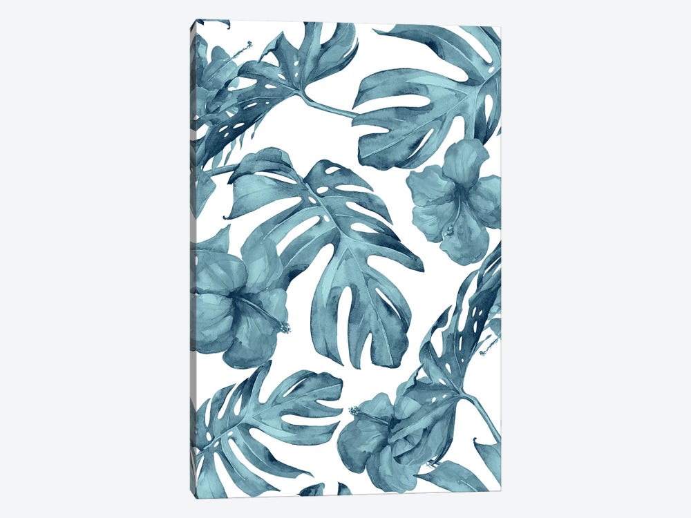 Tropical Palm Leaves And Hibiscus Flowers by Nature Magick 1-piece Art Print