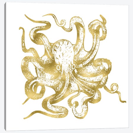 Vintage Gold Octopus Canvas Print #MGK175} by Nature Magick Canvas Print