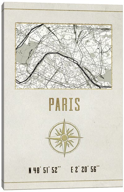 Paris, France II Canvas Art Print - Black, White & Gold Art