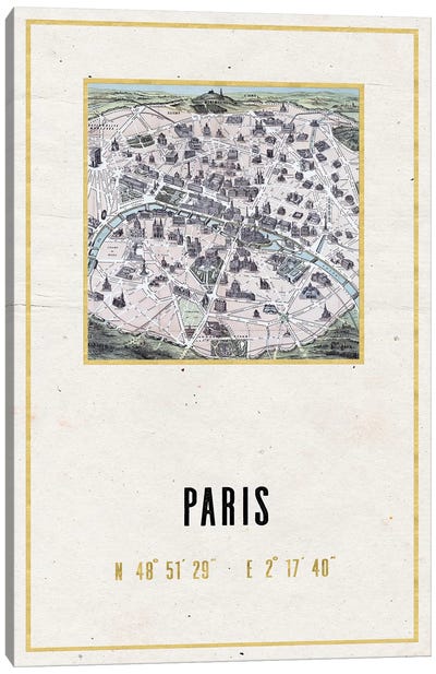 Paris, France III Canvas Art Print - Black, White & Gold Art