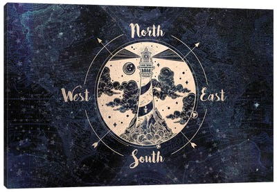 Vintage World Map Compass Canvas Art Print - Nature Magick