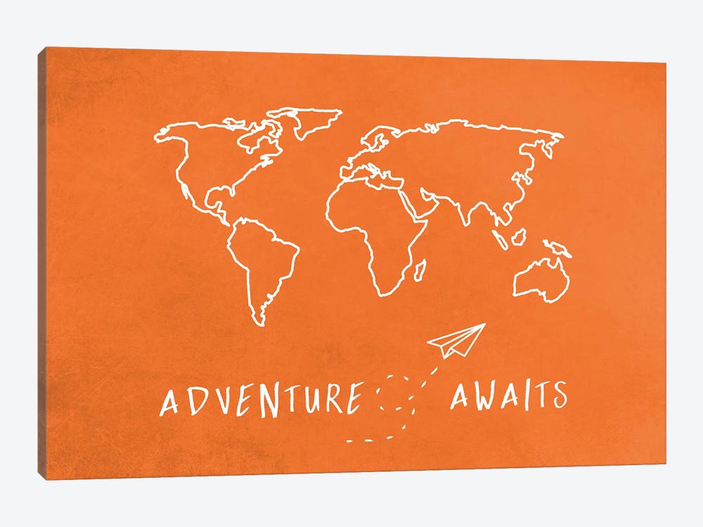 World Map Adventure Awaits II 1-piece Canvas Wall Art