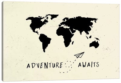 World Map Adventure Awaits III Canvas Art Print - Kids Map Art