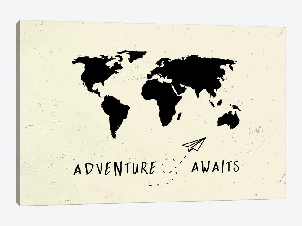 World Map Adventure Awaits III by Nature Magick 1-piece Canvas Art Print