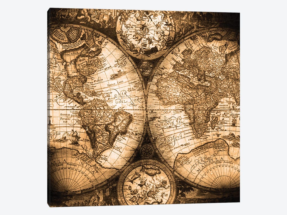 World Map Antique by Nature Magick 1-piece Canvas Wall Art