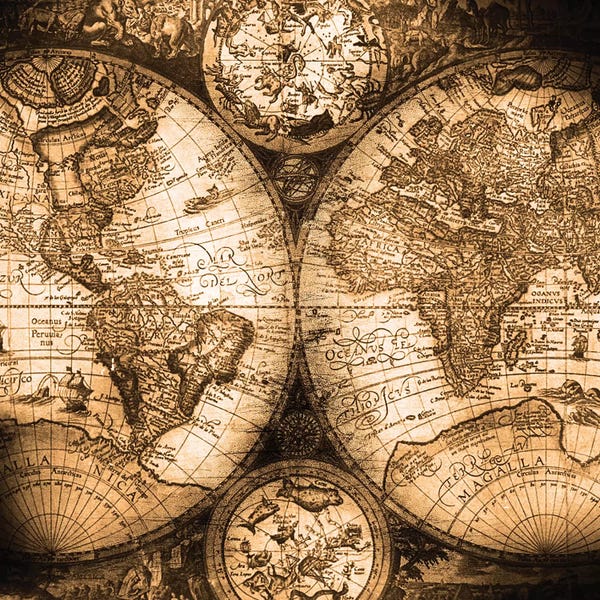 Dark Academia: World Map Antique by Nature Magick