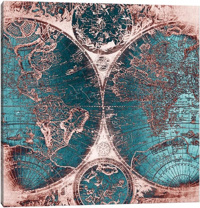 World Map Antique IIII Canvas Art Print - 3-Piece Map Art